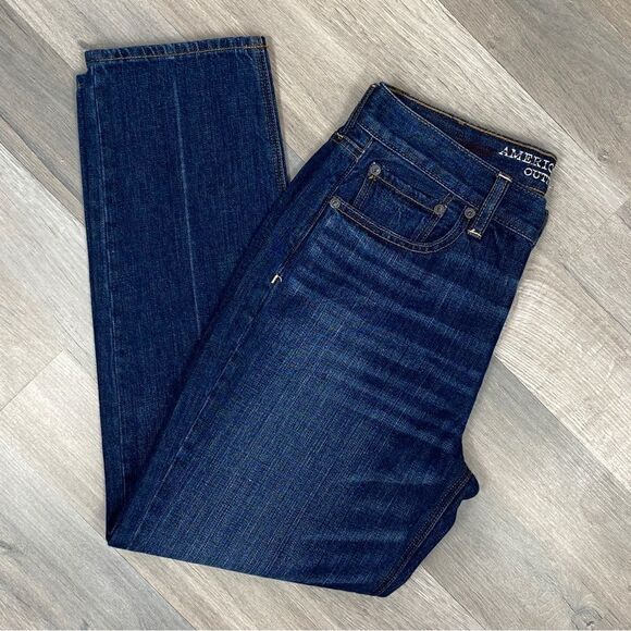American Eagle Outfitters Vintage Hi Rise Button Fly Crop Jeans Blue 8 - Picture 2 of 13